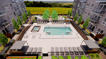 Hallon II courtyard at The Hallon luxury apartments in Hopkins, MN